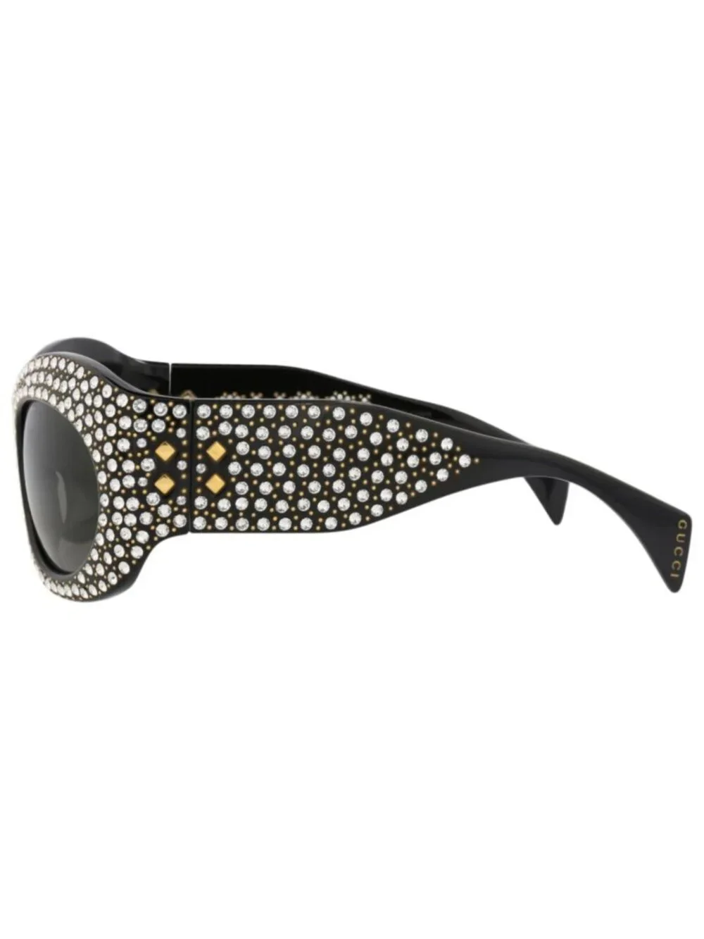New Gucci Women's Sunglasses Shield Wrap Recycled Acetate Frame Unisex Black